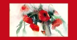 PC-Karte Exclusiv - gemalte Mohnblumen - neutral - Format 21 x 10,5 xcm