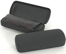 Etui f&uuml;r SUPER-MINI-Taschenschirm &raquo;Miniatur&laquo; schwarz, offen und geschlossen