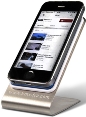Edelstahl-Handyhalter mit Smartphone in Hochformat