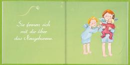 Geschenkbuch &raquo;Deine Schutzengel gratulieren zur Geburt!&laquo;, 165x165 mm, Beispiel Doppel-Innenseite