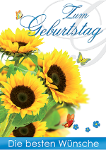 Geburtstagskarte &raquo;Sonnenblumen und Schmetterlinge&laquo; 115x170 mm