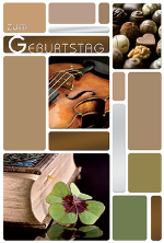 Geburtstagskarte &raquo;Geige und Buch&laquo;, 115x170mm