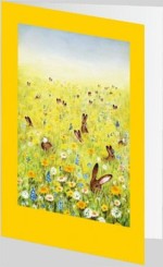 Osterkarte &raquo;Hasen in Wiese&laquo;, 115x170 mm