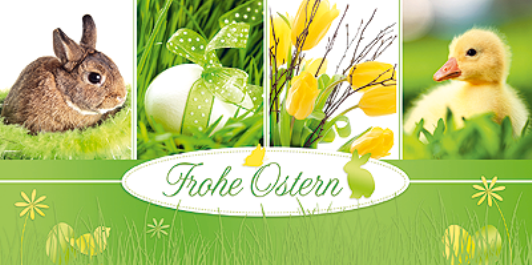 Osterkarte »Hase und Küken«, 210x105 mm
