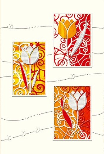 Osterkarte &raquo;gepr&auml;gte Tulpen&laquo;, 115x170 mm