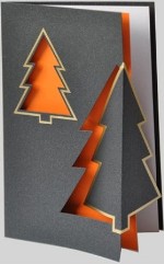 Spenden-Weihnachtskarte &raquo;dunkelgrau, Baum orange&laquo;, 115x170mm