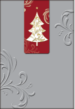 Weihnachts-Spendenkarte &raquo;grau mit Ornament und Magnetlesezeichen&laquo;, 110x163mm