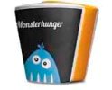 Snack2Go schwarz mit gelber Banderole und Schrift &raquo;Monsterhunger&laquo;