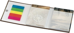 KombiSet in Bookcover 3teilig,  2 Haftnotizen, 5 FilmMarker, offen