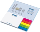 KombiSet in Bookcover Lang, Haftnotizblock, 5 FilmMarker, Innenspiegel bedruckt, offen