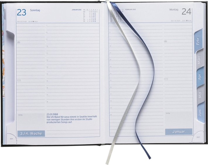 Tagesbuchkalender &raquo;Club-735&laquo;, deutsch, 145x205 mm, grau/blau