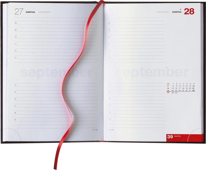 Tagesbuchkalender &raquo;NewTrend-831&laquo;, deutsch, 145x205 mm, grau/rot
