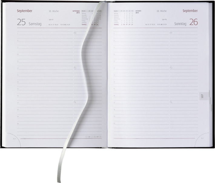 Tagesbuchkalender &raquo;Classic-863&laquo;, deutsch, grau/bordeau, 145x205 mm