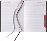 Tages-Buchkalender &raquo;Classic-864&laquo;, 8sprachig, 2farbig grau/burgund, Registerstanzung, 2 Lesezeichenb&auml;nder