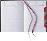 Tages-Buchkalender &raquo;Classic-865&laquo;, 1sprachig deutsch, 2farbig grau/burgund, Registerstanzung, 2 Lesezeichenb&auml;nder