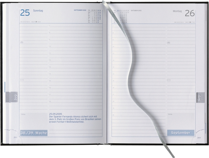 Tagesbuchkalender &raquo;Club-896&laquo;, deutsch, grau/blau, 145x205 mm