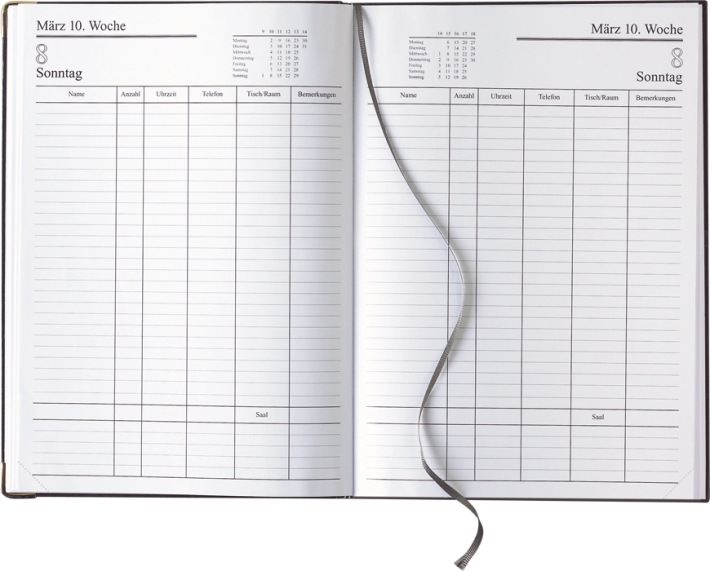 Tagesbuchkalender &raquo;Gastro-Reservierungsbuch&laquo;, deutsch, 1farbig schwarz, 210x297 mm
