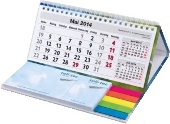Bookcover-Aufstellkalender mit Haftnotizen und Markern