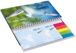 Tischaufstellkalender, 1 Monat, 3Monats&uuml;bersicht, Haftnotizen, Marker, in Bookcover, halboffen