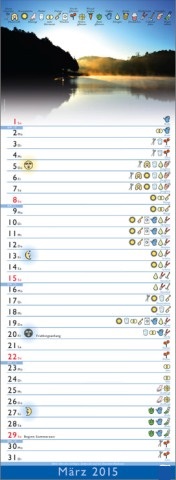 Streifenkalender &raquo;Mondkalender&laquo;, 155x485 mm, M&auml;rz