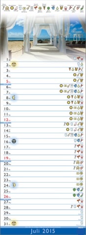 Streifenkalender &raquo;Mondkalender&laquo;, 155x485 mm, Juli