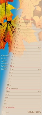 Streifenkalender &raquo;Stille Momente&laquo;, 155x485 mm, Oktober 
