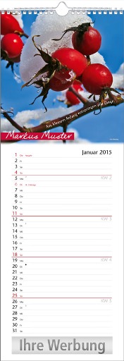 Streifenkalender &raquo;Stille Momente&laquo;, personalisiert, 155x440 mm, Januar
