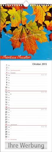 Streifenkalender &raquo;Stille Momente&laquo;, personalisiert, 155x440 mm, Oktober 