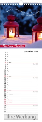 Streifenkalender &raquo;Stille Momente&laquo;, personalisiert, 155x440 mm, Dezember