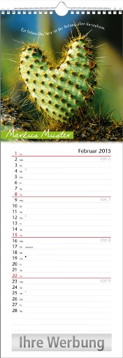 Streifenkalender &raquo;Stille Momente&laquo;, personalisiert, 155x440 mm, Februar