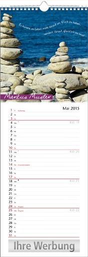 Streifenkalender &raquo;Stille Momente&laquo;, personalisiert, 155x440 mm, Mai