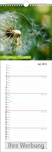 Streifenkalender &raquo;Stille Momente&laquo;, personalisiert, 155x440 mm, Juli