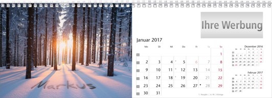 Tischquerkalender &raquo;Your Name&laquo;, Januar