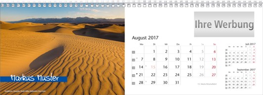 Tischquerkalender &raquo;Elemente&laquo;, personalisiert, August